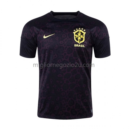 Maglia Brasile Portiere Uomo Casa Divisa Mondiali 2022 Manica Corta