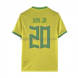 Maglia Brasile Vinicius Junior 20 Uomo Casa Divisa Mondiali 2022 Manica Corta