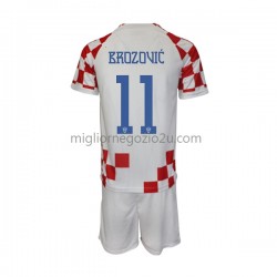 Maglia Croazia Brozovic 11 Bambino Casa Divisa Mondiali 2022 Manica Corta