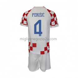Maglia Croazia Perisic 4 Bambino Casa Divisa Mondiali 2022 Manica Corta
