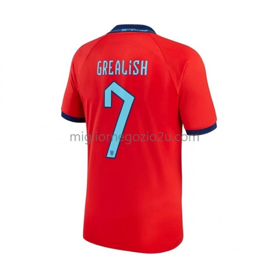 Maglia Inghilterra Grealish 7 Uomo Trasferta Divisa Mondiali 2022 Manica Corta