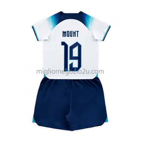 Maglia Inghilterra Mount 19 Bambino Casa Divisa Mondiali 2022 Manica Corta