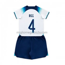 Maglia Inghilterra Rice 4 Bambino Casa Divisa Mondiali 2022 Manica Corta