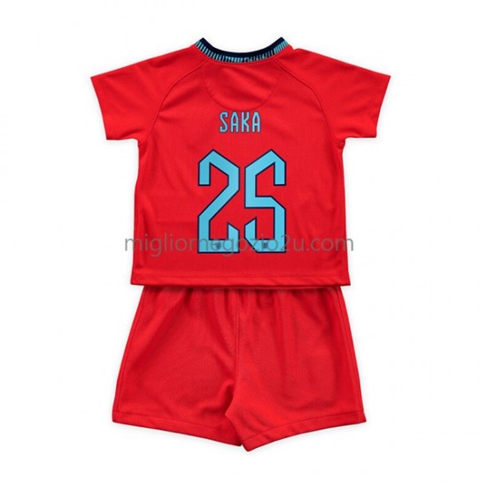 Maglia Inghilterra Saka 25 Bambino Trasferta Divisa Mondiali 2022 Manica Corta