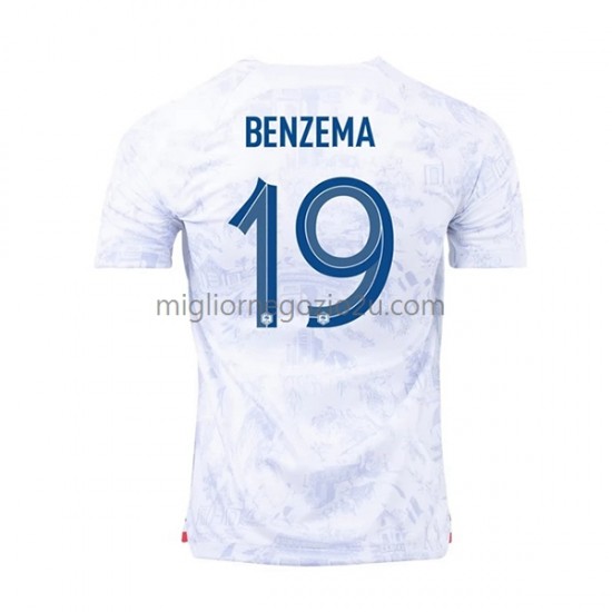 Maglia Francia Benzema 19 Uomo Trasferta Divisa Mondiali 2022 Manica Corta
