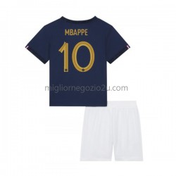 Maglia Francia Mbappé 10 Bambino Casa Divisa Mondiali 2022 Manica Corta