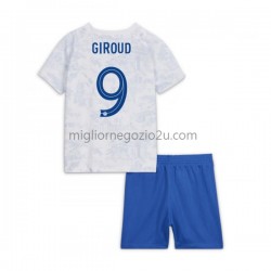 Maglia Francia Olivier Giroud 9 Bambino Trasferta Divisa Mondiali 2022 Manica Corta