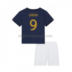 Maglia Francia Olivier Giroud 9 Bambino Casa Divisa Mondiali 2022 Manica Corta