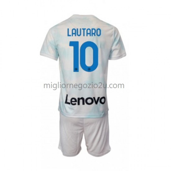 Maglia Inter Milan Lautaro Martinez 10 Bambino Trasferta Divisa 2022-2023 Manica Corta