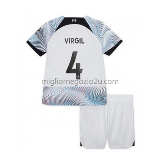 Maglia Liverpool Virgil van Dijk Bambino Trasferta Divisa 2022-2023 Manica Corta