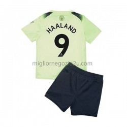 Maglia Manchester City Haaland 9 Bambino Terza Divisa 2022-2023 Manica Corta