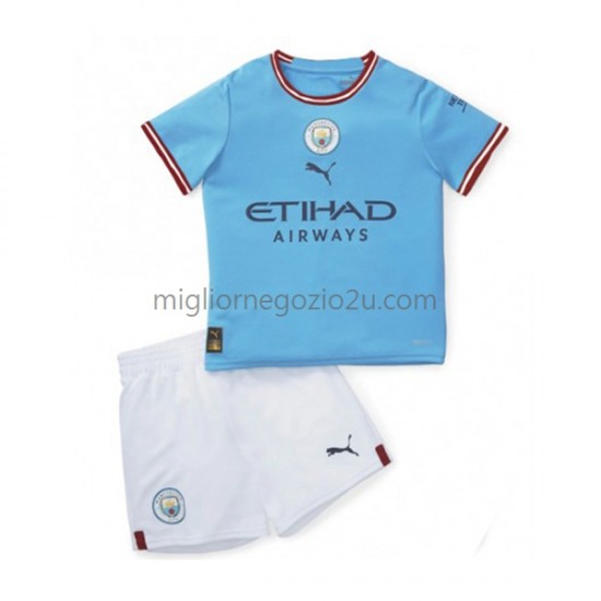 Maglia Manchester City Bambino Casa Divisa 2022-2023 Manica Corta