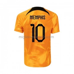 Maglia Paesi Bassi Memphis 10 Uomo Casa Divisa Mondiali 2022 Manica Corta