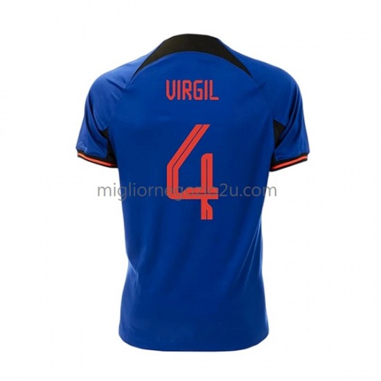 Maglia Paesi Bassi Virgil 4 Uomo Trasferta Divisa Mondiali 2022 Manica Corta