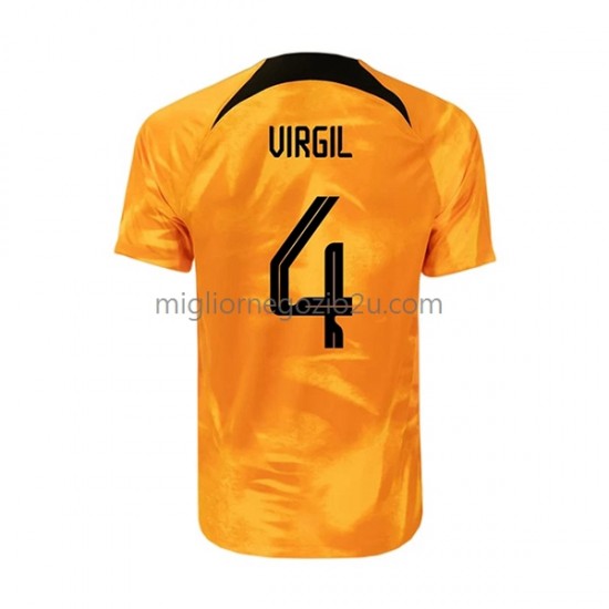 Maglia Paesi Bassi Virgil 4 Uomo Casa Divisa Mondiali 2022 Manica Corta