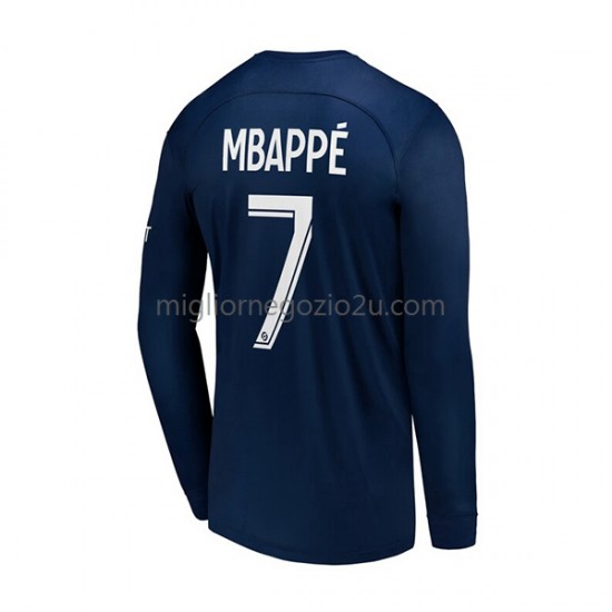 Maglia Paris Saint-Germain Mbappé 7 Uomo Casa Divisa 2022-2023 Manica Lunga