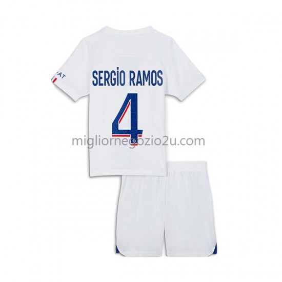 Maglia Paris Saint-Germain Sergio Ramos 4 Bambino Terza Divisa 2022-2023 Manica Corta