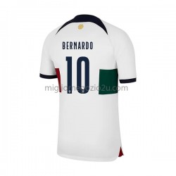 Maglia Portogallo Bernardo 10 Uomo Trasferta Divisa Mondiali 2022 Manica Corta