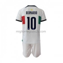 Maglia Portogallo Bernardo 10 Bambino Trasferta Divisa Mondiali 2022 Manica Corta