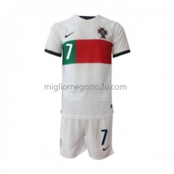 Maglia Portogallo Ronaldo 7 Bambino Trasferta Divisa Mondiali 2022 Manica Corta