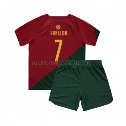 Maglia Portogallo Ronaldo 7 Bambino Casa Divisa Mondiali 2022 Manica Corta