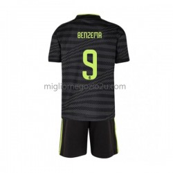 Maglia Real Madrid Benzema 9 Bambino Terza Divisa 2022-2023 Manica Corta