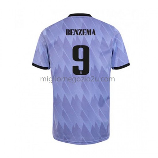 Maglia Real Madrid Karim Benzema 9 Uomo Trasferta Divisa 2022-2023 Manica Corta