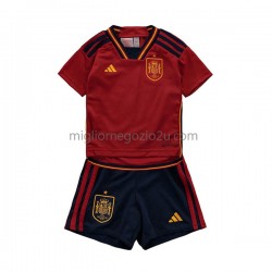 Maglia Spagna Bambino Casa Divisa Mondiali 2022 Manica Corta