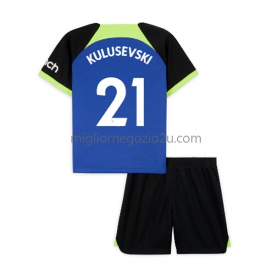 Maglia Tottenham Hotspur Dejan Kulusevski 21 Bambino Trasferta Divisa 2022-2023 Manica Corta