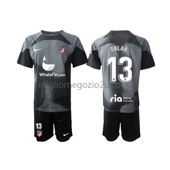 Maglia Atlético Madrid Jan Oblak 13 Portiere Bambino Trasferta Divisa 2022-2023 Manica Corta