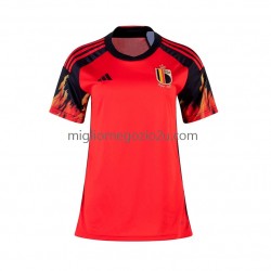 Maglia Belgio Donna Casa Divisa Mondiali 2022 Manica Corta