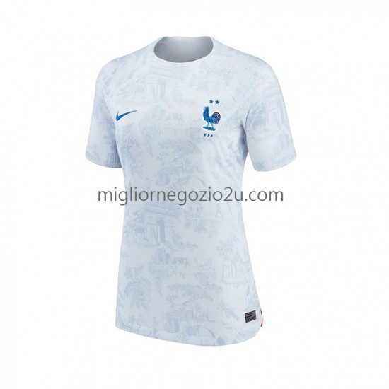 Maglia Francia Donna Trasferta Divisa Mondiali 2022 Manica Corta