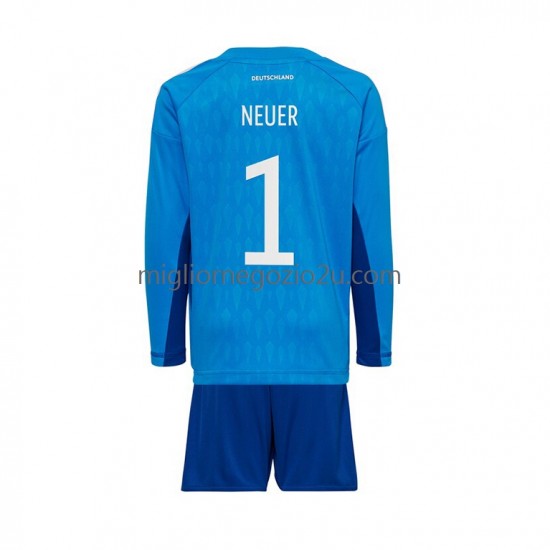 Maglia Germania Manuel Neuer 1 Portiere Bambino Casa Divisa Mondiali 2022 Manica Lunga