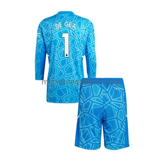 Maglia Manchester United DE GEA 1 Portiere Bambino Casa Divisa 2022-2023 Manica Lunga