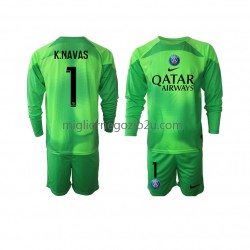 Maglia Paris Saint-Germain Keylor Navas 1 Portiere Bambino Casa Divisa 2022-2023 Manica Lunga