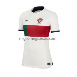 Maglia Portogallo Donna Trasferta Divisa Mondiali 2022 Manica Corta