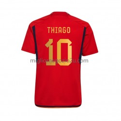 Maglia Spagna Thiago 10 Uomo Casa Divisa Mondiali 2022 Manica Corta