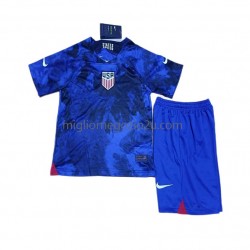 Maglia Stati Uniti Bambino Trasferta Divisa Mondiali 2022 Manica Corta