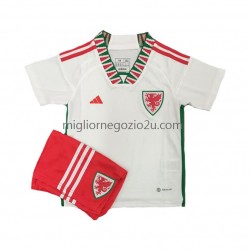 Maglia Galles Bambino Trasferta Divisa Mondiali 2022 Manica Corta