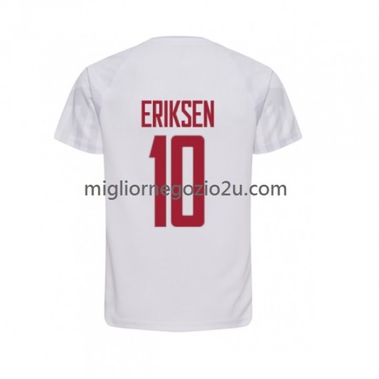 Maglia Danimarca Christian Eriksen 10 Uomo Trasferta Divisa Mondiali 2022 Manica Corta
