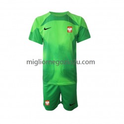 Maglia Polonia Portiere Bambino Casa Divisa Mondiali 2022 Manica Corta