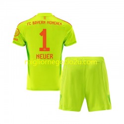 Maglia FC Bayern München Manuel Neuer 1 Portiere Bambino Casa Divisa 2024-2025 Manica Corta