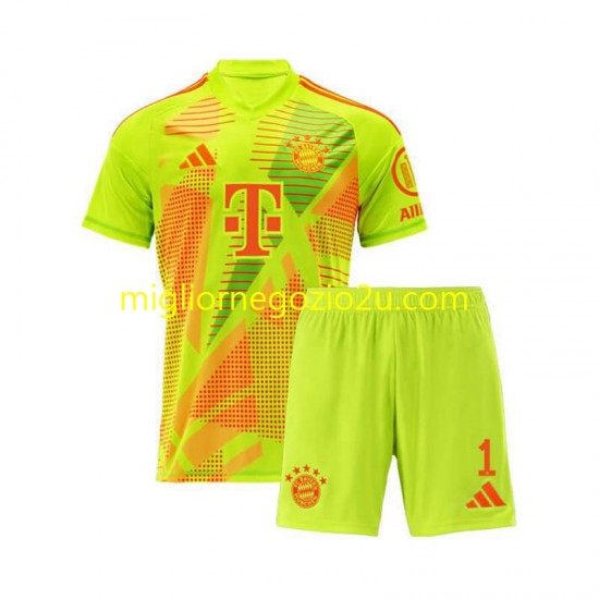 Maglia FC Bayern München Manuel Neuer 1 Portiere Bambino Casa Divisa 2024-2025 Manica Corta