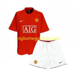 Maglia Manchester United 2007 Retro Bambino Casa Divisa Manica Corta