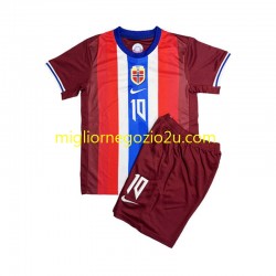 Maglia Norvegia Martin Odegaard 8 Bambino Casa Divisa 2024 Manica Corta