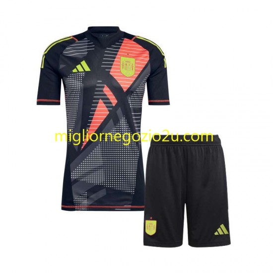 Maglia Spagna Portiere Bambino Trasferta Divisa Euro 2024 Manica Corta